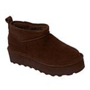 New Bearpaw Retro Platform Shorty Suede Boot Water Resistance Walnut 10M, 9M 7M